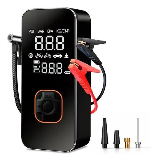 Bomba Elétrica Portátil Digital Para Encher Pneu De Carro Moto Bicicleta Inflador Automotivo Cor Preto