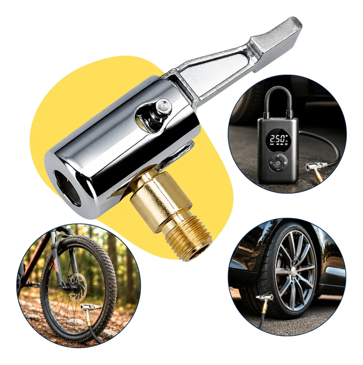 Bico Para Bomba De Ar De Pneu De Bicicleta Carro Motocicleta - Adaptador Extensor Essencial